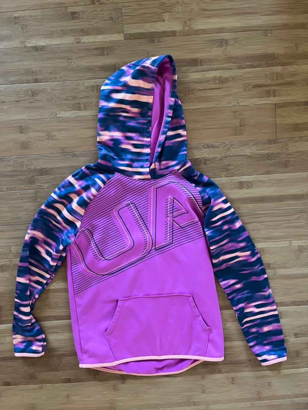 Under Armour Pink & Navy Girls' Hooded Sweatshirt